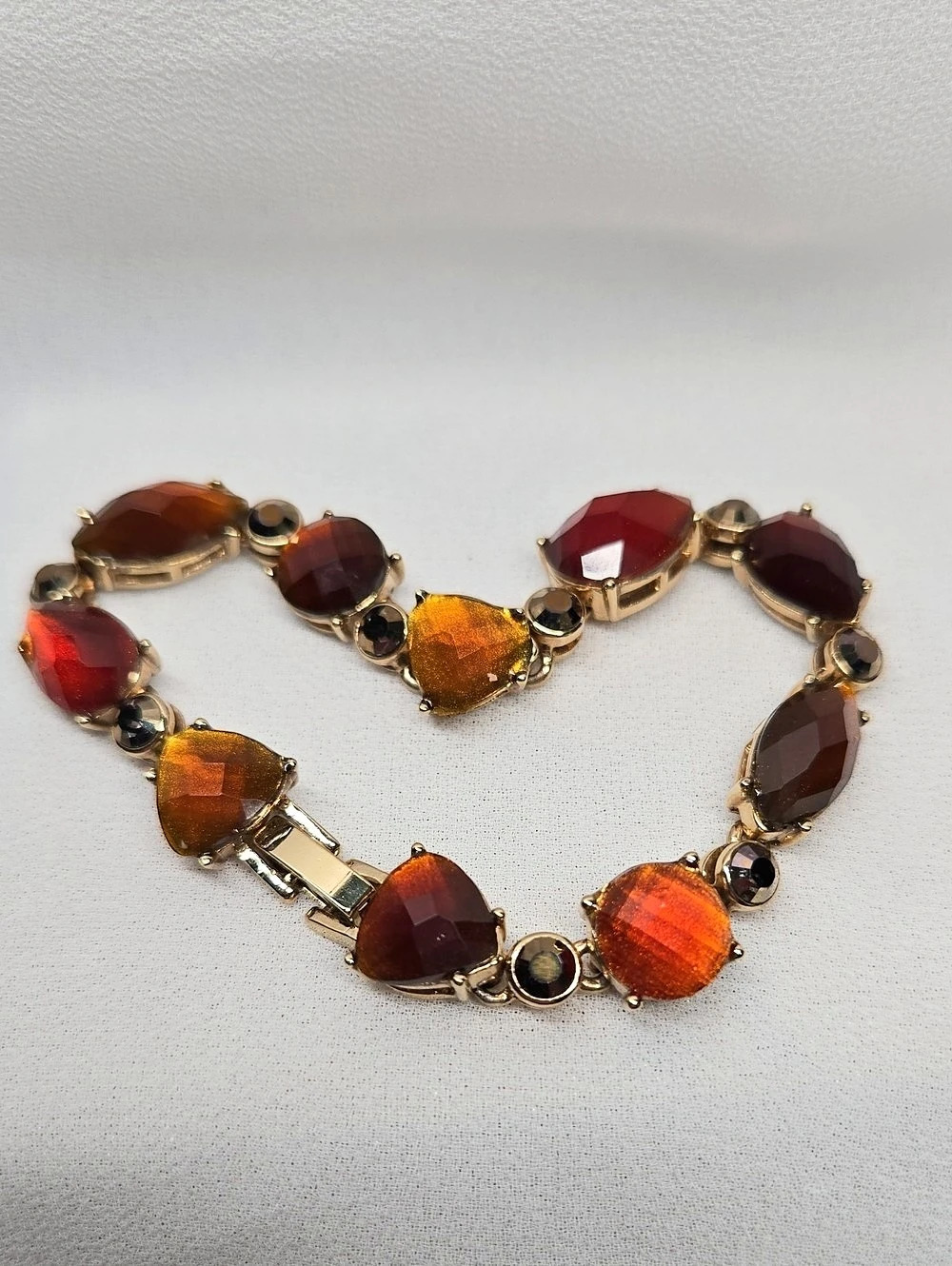 LC Lauren Conrad Amber-Tone Multi-Shape Lucite Resin Tennis Bracelet